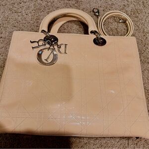 Dior Cream Shoulder Bag with Silver Details